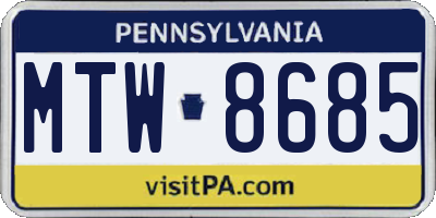 PA license plate MTW8685