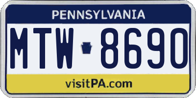 PA license plate MTW8690