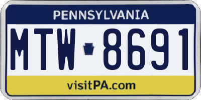 PA license plate MTW8691