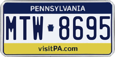 PA license plate MTW8695