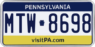 PA license plate MTW8698