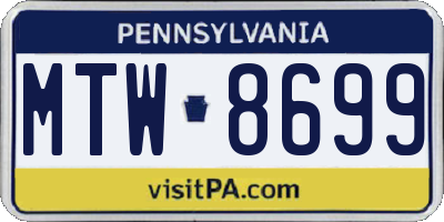 PA license plate MTW8699