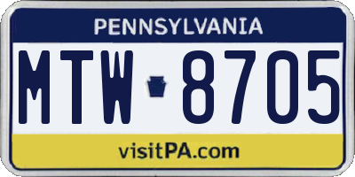 PA license plate MTW8705