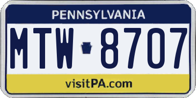 PA license plate MTW8707