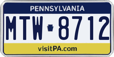 PA license plate MTW8712