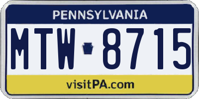 PA license plate MTW8715