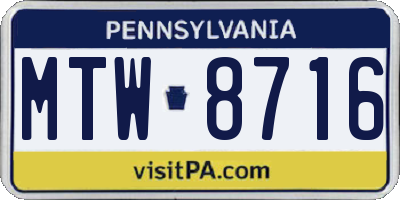 PA license plate MTW8716