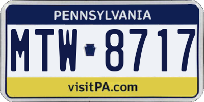 PA license plate MTW8717