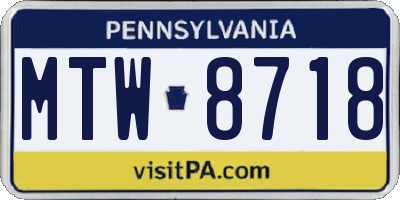 PA license plate MTW8718