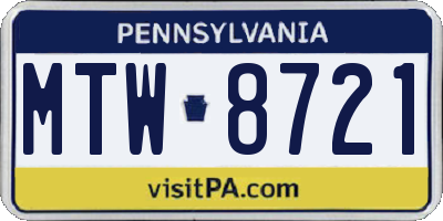 PA license plate MTW8721
