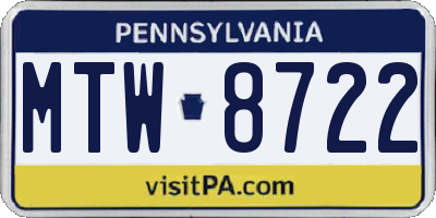 PA license plate MTW8722