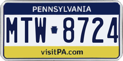 PA license plate MTW8724