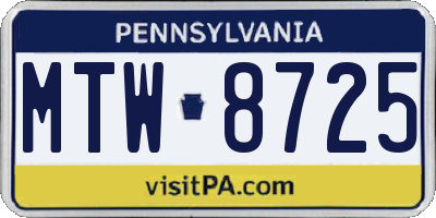 PA license plate MTW8725