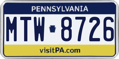 PA license plate MTW8726