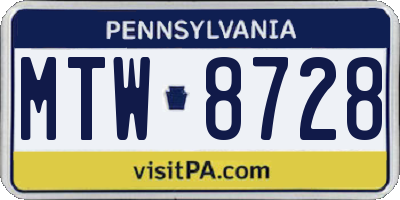PA license plate MTW8728