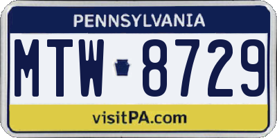 PA license plate MTW8729