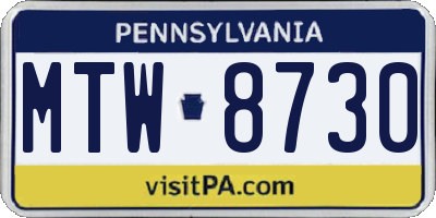 PA license plate MTW8730