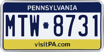 PA license plate MTW8731