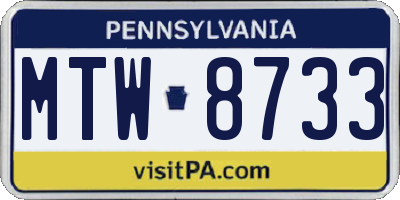 PA license plate MTW8733