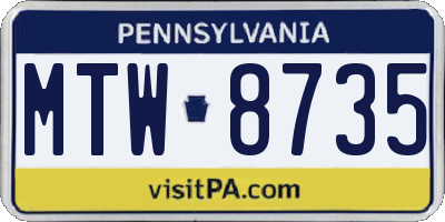PA license plate MTW8735