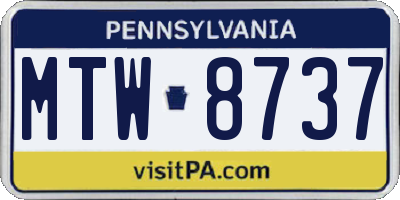 PA license plate MTW8737