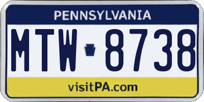 PA license plate MTW8738