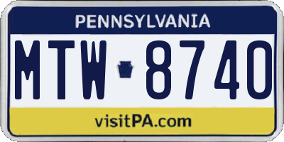 PA license plate MTW8740
