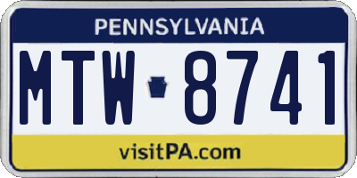 PA license plate MTW8741