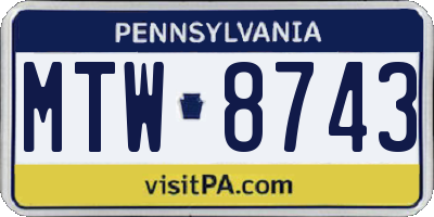 PA license plate MTW8743