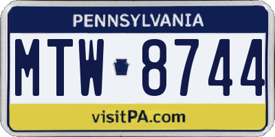 PA license plate MTW8744
