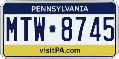 PA license plate MTW8745