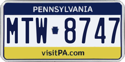 PA license plate MTW8747