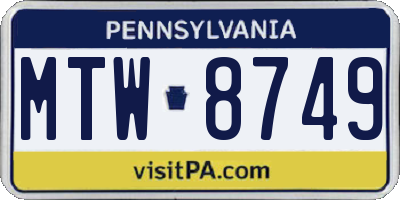 PA license plate MTW8749
