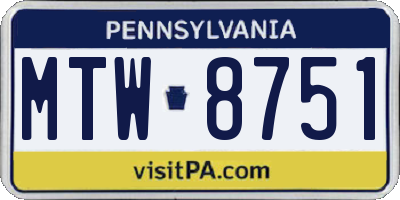 PA license plate MTW8751