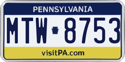 PA license plate MTW8753