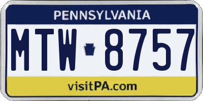 PA license plate MTW8757