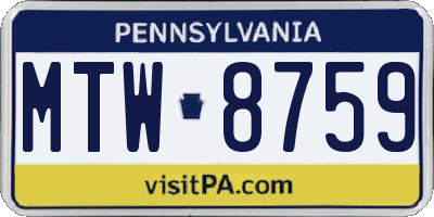 PA license plate MTW8759