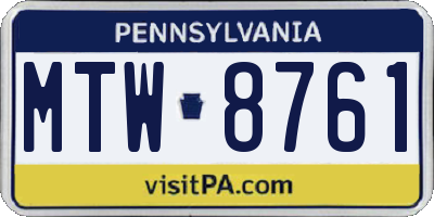 PA license plate MTW8761