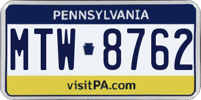 PA license plate MTW8762