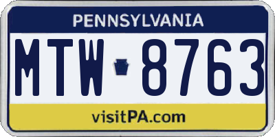 PA license plate MTW8763