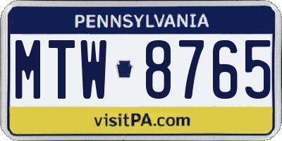 PA license plate MTW8765