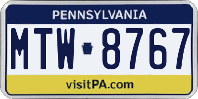 PA license plate MTW8767