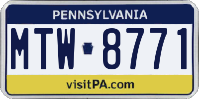 PA license plate MTW8771
