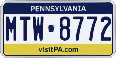 PA license plate MTW8772