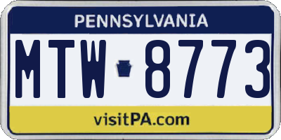 PA license plate MTW8773