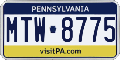 PA license plate MTW8775