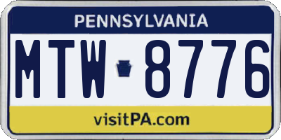 PA license plate MTW8776