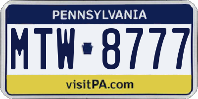 PA license plate MTW8777