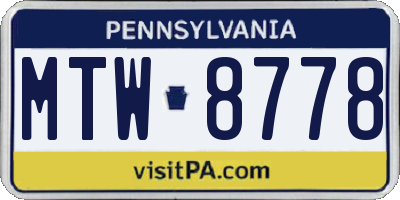 PA license plate MTW8778