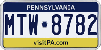 PA license plate MTW8782